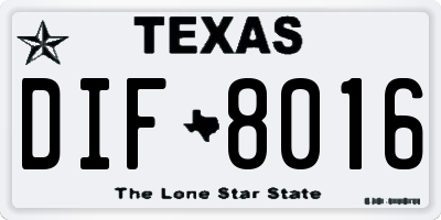TX license plate DIF8016