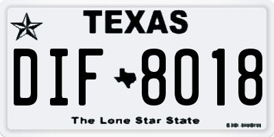 TX license plate DIF8018
