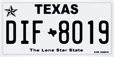 TX license plate DIF8019