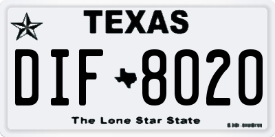 TX license plate DIF8020