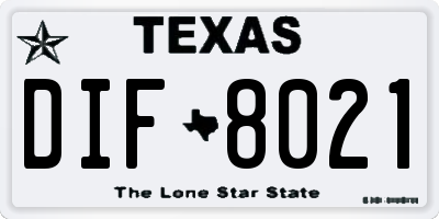 TX license plate DIF8021
