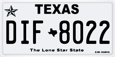 TX license plate DIF8022
