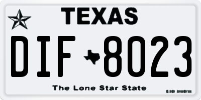 TX license plate DIF8023
