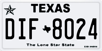 TX license plate DIF8024
