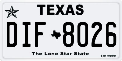 TX license plate DIF8026