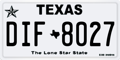TX license plate DIF8027