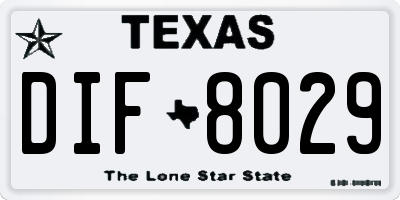 TX license plate DIF8029