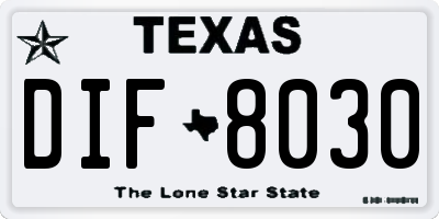 TX license plate DIF8030