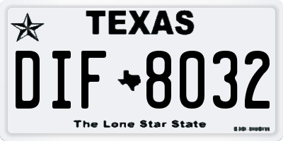 TX license plate DIF8032