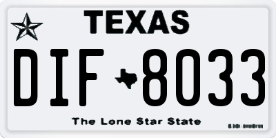 TX license plate DIF8033