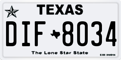TX license plate DIF8034