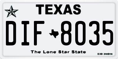 TX license plate DIF8035