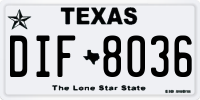 TX license plate DIF8036