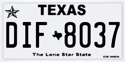 TX license plate DIF8037