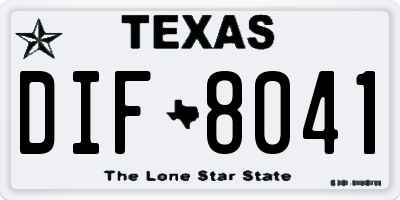 TX license plate DIF8041