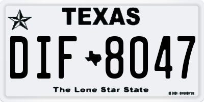 TX license plate DIF8047