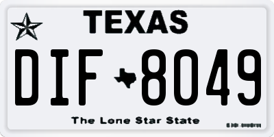 TX license plate DIF8049