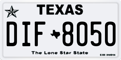 TX license plate DIF8050