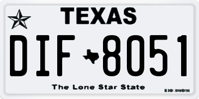 TX license plate DIF8051