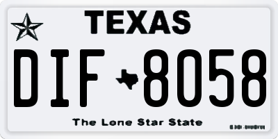 TX license plate DIF8058