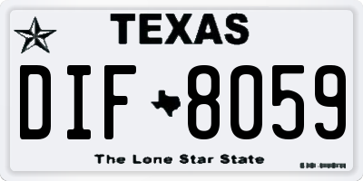TX license plate DIF8059
