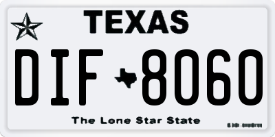 TX license plate DIF8060