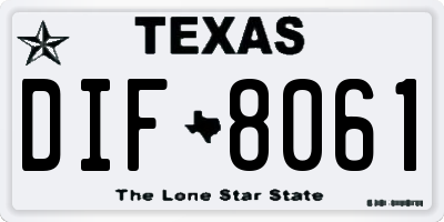 TX license plate DIF8061