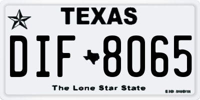 TX license plate DIF8065