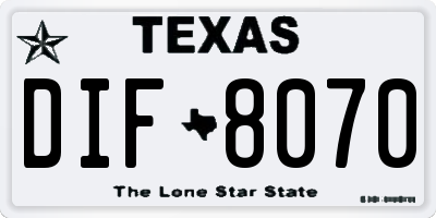 TX license plate DIF8070