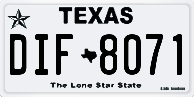 TX license plate DIF8071