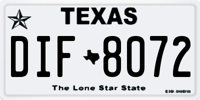 TX license plate DIF8072