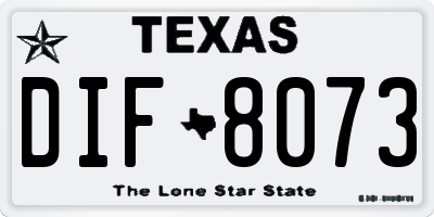 TX license plate DIF8073