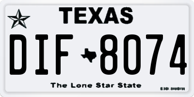 TX license plate DIF8074