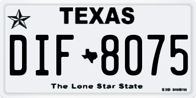 TX license plate DIF8075