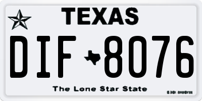 TX license plate DIF8076