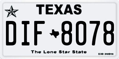 TX license plate DIF8078