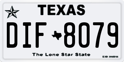 TX license plate DIF8079