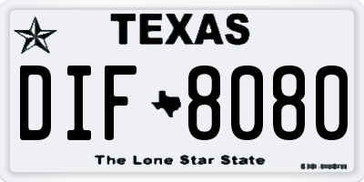 TX license plate DIF8080