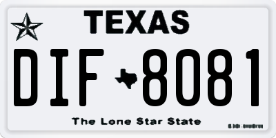 TX license plate DIF8081