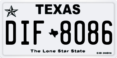 TX license plate DIF8086