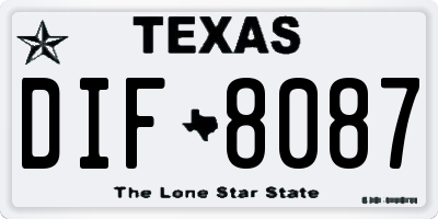 TX license plate DIF8087