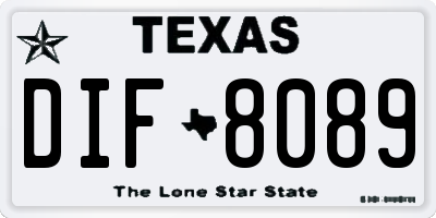 TX license plate DIF8089