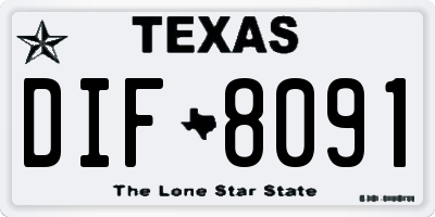 TX license plate DIF8091