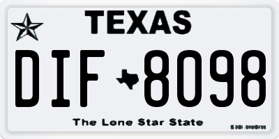 TX license plate DIF8098