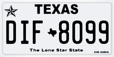 TX license plate DIF8099