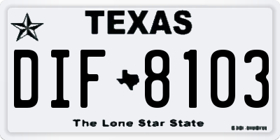 TX license plate DIF8103
