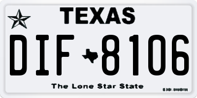 TX license plate DIF8106