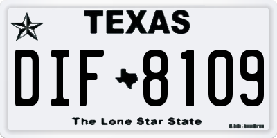 TX license plate DIF8109