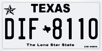 TX license plate DIF8110
