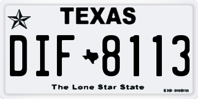 TX license plate DIF8113